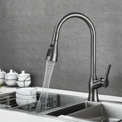 Kitchen Faucet with Pull-out Spray,Single Handle One Hole Rotatable Electroplated Pull-out / Pull-down / Standard Spout / Tall / High Arc Centerset Modern Contemporary Style Kitchen Taps