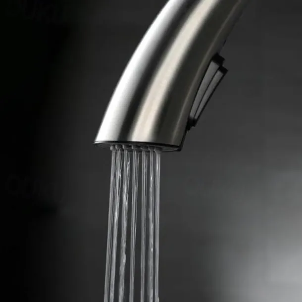 Kitchen Faucet with Pull-out Spray 360° Rotated Single Handle One Hole Minimalist Modern Contemporary Kitchen Taps