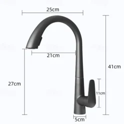 Kitchen Faucet with Pull-out Spray 360° Rotated Single Handle One Hole Minimalist Modern Contemporary Kitchen Taps