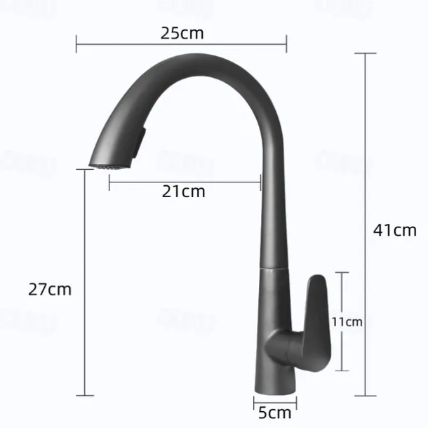 Kitchen Faucet with Pull-out Spray 360° Rotated Single Handle One Hole Minimalist Modern Contemporary Kitchen Taps