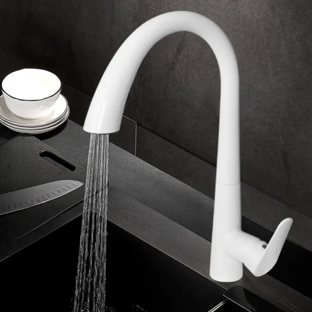 Kitchen Faucet with Pull-out Spray 360° Rotated Single Handle One Hole Minimalist Modern Contemporary Kitchen Taps