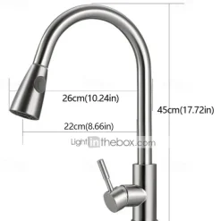 Kitchen Faucet with Pull-out Sprayer,Brushed Nickell Rotatable 304 Stainless Steel High Arc Single Handle One Hole Kitchen Taps