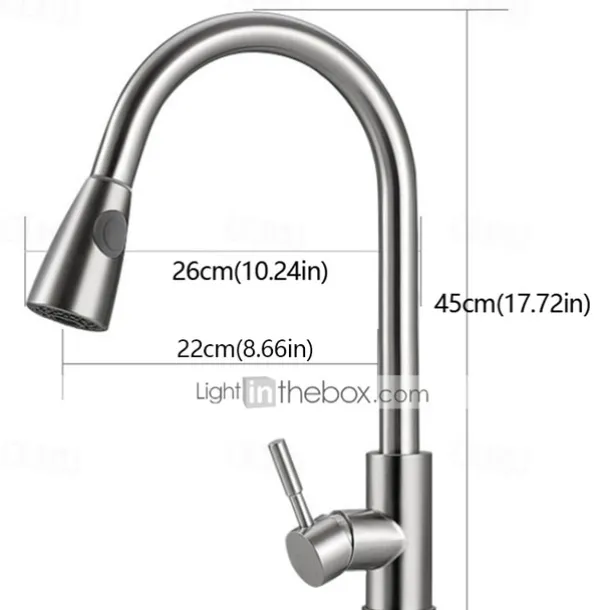 Kitchen Faucet with Pull-out Sprayer,Brushed Nickell Rotatable 304 Stainless Steel High Arc Single Handle One Hole Kitchen Taps