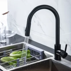 Kitchen Faucet with Pull-out Spray,Single Handle One Hole 2-modes Brass Kitchen Taps