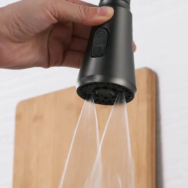 Kitchen Faucet with Sprayer,Pull-out 3-Function Button Design Single Handle One Hole Tall High Arc Modern Contemporary Kitchen Taps