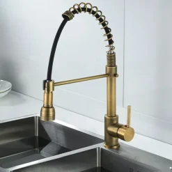 Kitchen Faucet,Brass Pull-out/Pull-down Rotatable Single Handle One Hole Multi-function Water Mode Brass Kitchen Taps with Soap Dispenser