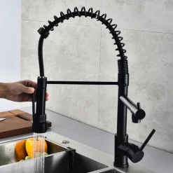 Kitchen Faucet,Brass Rotatable Pull-out/Pull-down Multi-function Oil-rubbed Bronze Finish Single Handle Two Holes Kitchen Taps