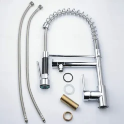 Kitchen Faucet,Brass Rotatable Pull-out/Pull-down Multi-function Oil-rubbed Bronze Finish Single Handle Two Holes Kitchen Taps