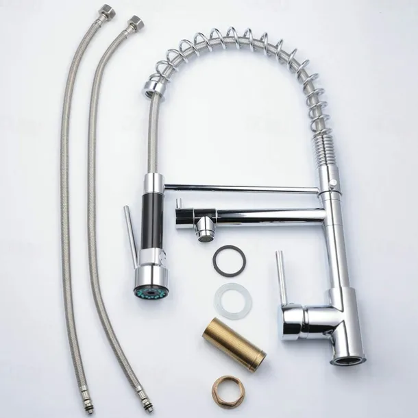 Kitchen Faucet,Brass Rotatable Pull-out/Pull-down Multi-function Oil-rubbed Bronze Finish Single Handle Two Holes Kitchen Taps