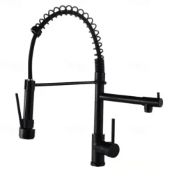 Kitchen Faucet,Brass Rotatable Pull-out/Pull-down Multi-function Oil-rubbed Bronze Finish Single Handle Two Holes Kitchen Taps