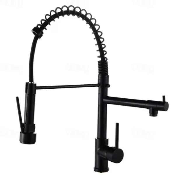 Kitchen Faucet,Brass Rotatable Pull-out/Pull-down Multi-function Oil-rubbed Bronze Finish Single Handle Two Holes Kitchen Taps