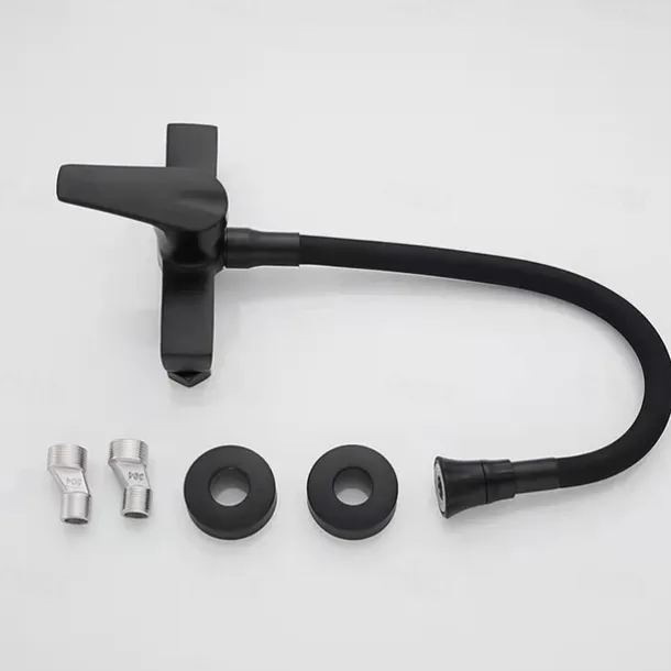 Kitchen Faucet,Brass Wall Mounted Single Handle Two Holes Bendable Rotatable Kitchen Taps