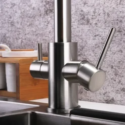 Kitchen Faucet,Foldable Single Handle One Hole Electroplated Pot Filler Centerset Modern Contemporary Kitchen Taps(Black/Brush Nickel)