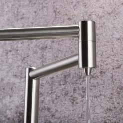 Kitchen Faucet,Foldable Single Handle One Hole Electroplated Pot Filler Centerset Modern Contemporary Kitchen Taps(Black/Brush Nickel)