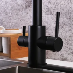 Kitchen Faucet,Foldable Single Handle One Hole Electroplated Pot Filler Centerset Modern Contemporary Kitchen Taps(Black/Brush Nickel)