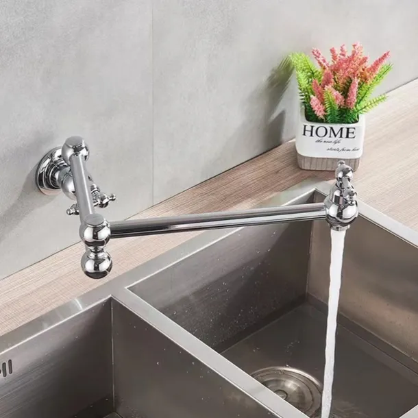 Kitchen Faucet,Kitchen Faucet,Wall Mounted Pot Filler,Brass Foldable Kitchen Tap