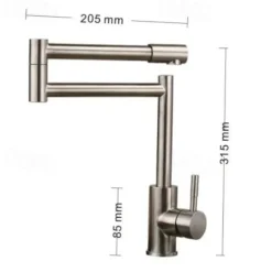 Kitchen Faucet,Modern Style Stainless Steel Single Handle One Hole Nickel Brushed Pot Filler Deck Mounted Retro Kitchen Taps With Hot and Cold Water