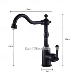 Kitchen Faucet,ORB Rotatable Retro Style Single Handle One Hole Standard Spout Centerset Contemporary Antique Kitchen Taps with Hot and Cold Switch