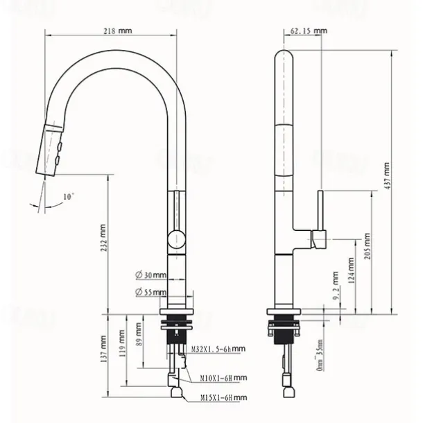 Kitchen Faucet,Rotatable Pull-out/Pull-down Brass High Arc Nickel Brushed/Painted Finishes Single Handle One Hole Kitchen Taps with Hot and Cold Switch