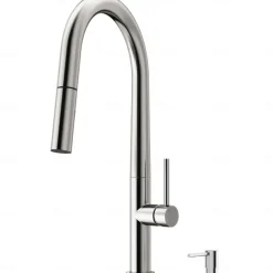 Kitchen Faucet,Rotatable Pull-out/Pull-down Brass High Arc Nickel Brushed/Painted Finishes Single Handle One Hole Kitchen Taps with Hot and Cold Switch