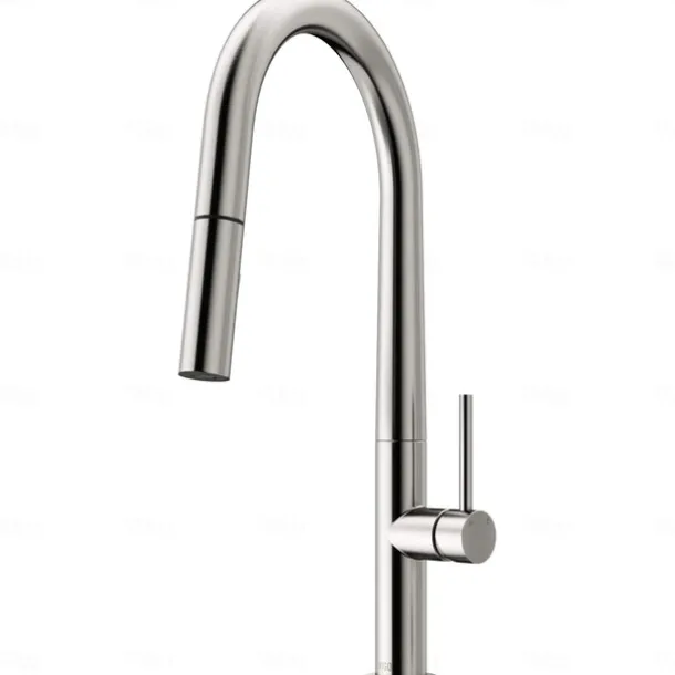 Kitchen Faucet,Rotatable Pull-out/Pull-down Brass High Arc Nickel Brushed/Painted Finishes Single Handle One Hole Kitchen Taps with Hot and Cold Switch