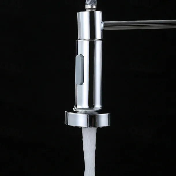 Kitchen Faucets 304 Stainless Steel Single Handle Single Lever Pull Down Sprayer Spring Kitchen Sink Faucet Brushed Nickel