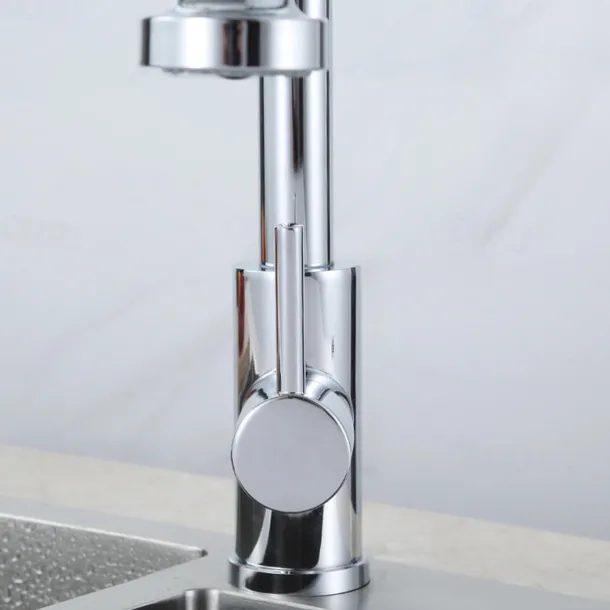 Kitchen Faucets 304 Stainless Steel Single Handle Single Lever Pull Down Sprayer Spring Kitchen Sink Faucet Brushed Nickel