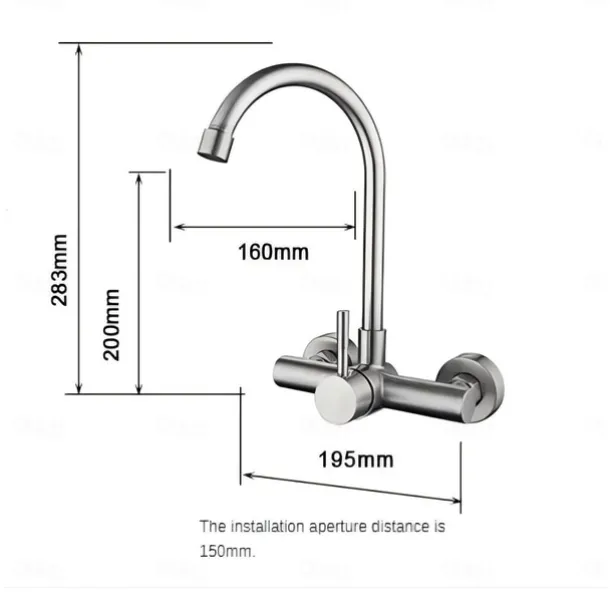 Kitchen Faucet,Stainless Steel Rotatable Wall Mounted Single Handle Two Holes Kitchen Taps with Hot and Cold Switch