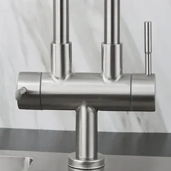 Kitchen Faucet,SUS304 Stainless Steel Brushed Nickel 2-modes Single Handle One Hole Standard Spout Contemporary Kitchen Taps