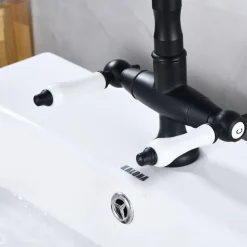 Kitchen Faucet,Two Handles One Hole Antique Brass / Electroplated / Painted Finishes Standard Spout Centerset Antique Kitchen Taps