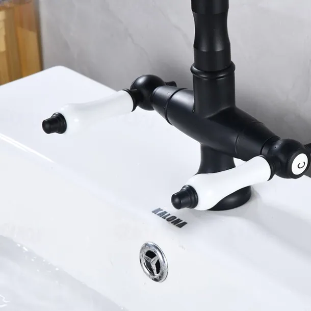 Kitchen Faucet,Two Handles One Hole Antique Brass / Electroplated / Painted Finishes Standard Spout Centerset Antique Kitchen Taps