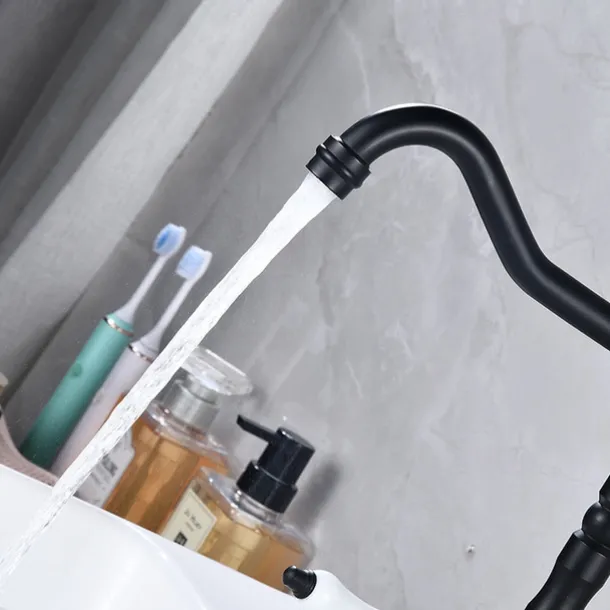 Kitchen Faucet,Two Handles One Hole Antique Brass / Electroplated / Painted Finishes Standard Spout Centerset Antique Kitchen Taps