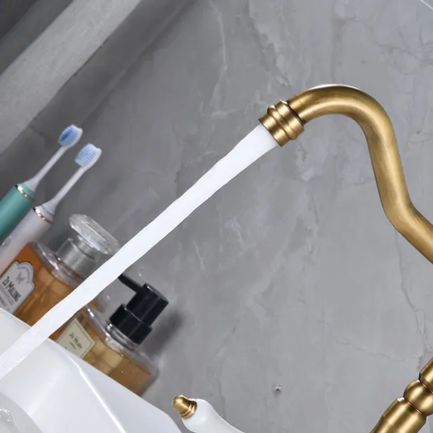 Kitchen Faucet,Two Handles One Hole Antique Brass / Electroplated / Painted Finishes Standard Spout Centerset Antique Kitchen Taps