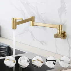 Kitchen Faucet,Wall Mounted Pot Filler Two Handles One Hole Contemporary Kitchen Taps