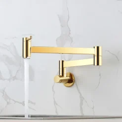 Kitchen Faucet,Wall Mounted Pot Filler Two Handles One Hole Contemporary Kitchen Taps