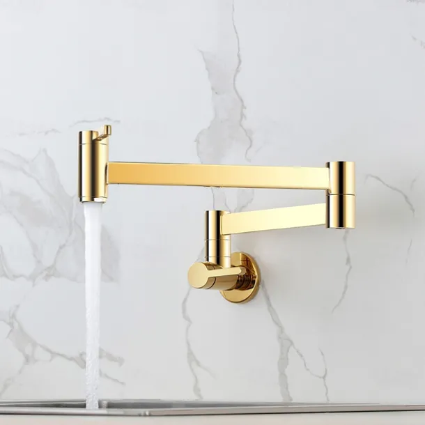 Kitchen Faucet,Wall Mounted Pot Filler Two Handles One Hole Contemporary Kitchen Taps