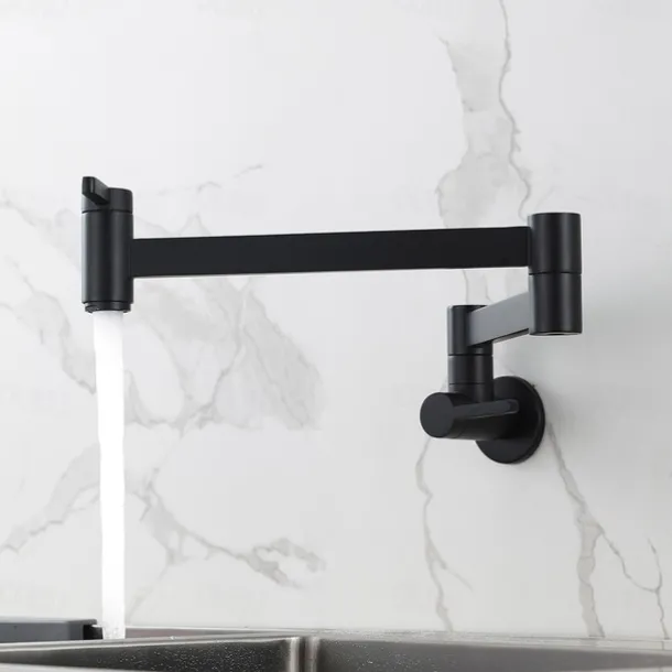 Kitchen Faucet,Wall Mounted Pot Filler Two Handles One Hole Contemporary Kitchen Taps