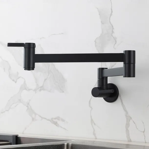 Kitchen Faucet,Wall Mounted Pot Filler Two Handles One Hole Contemporary Kitchen Taps