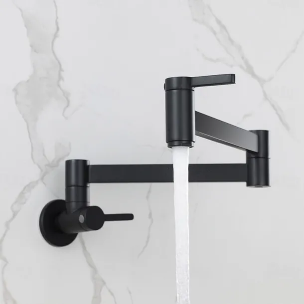 Kitchen Faucet,Wall Mounted Pot Filler Two Handles One Hole Contemporary Kitchen Taps