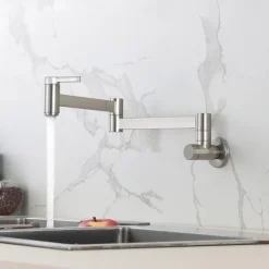 Kitchen Faucet,Wall Mounted Pot Filler Two Handles One Hole Contemporary Kitchen Taps