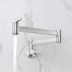 Kitchen Faucet,Wall Mounted Pot Filler Two Handles One Hole Contemporary Kitchen Taps