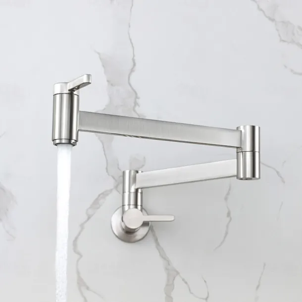 Kitchen Faucet,Wall Mounted Pot Filler Two Handles One Hole Contemporary Kitchen Taps