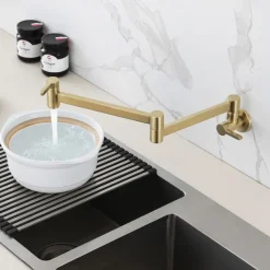 Kitchen Faucet,Wall Mounted Pot Filler Two Handles One Hole Contemporary Kitchen Taps