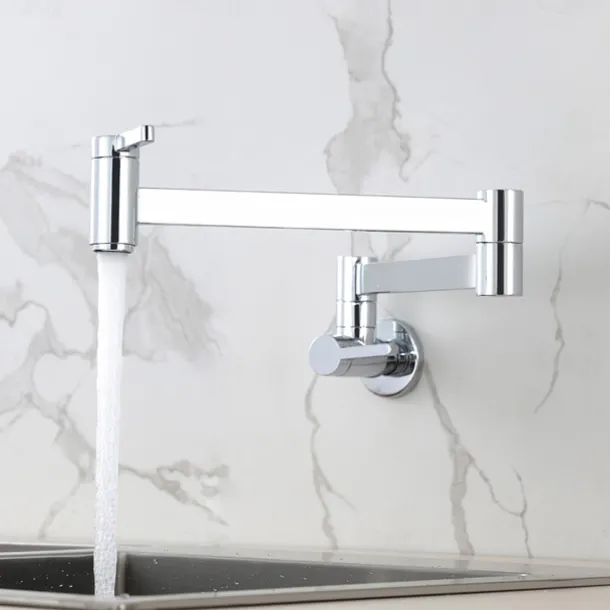 Kitchen Faucet,Wall Mounted Pot Filler Two Handles One Hole Contemporary Kitchen Taps