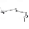 Kitchen Faucet,Wall Mounted Pot Filler Two Handles One Hole Chrome/Oil-rubbed Bronze/Nickel Brushed Foldable Pot Filler Wall Mounted Contemporary Kitchen Taps with Cold Water Only