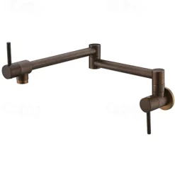 Kitchen Faucet,Wall Mounted Pot Filler Two Handles One Hole Chrome/Oil-rubbed Bronze/Nickel Brushed Foldable Pot Filler Wall Mounted Contemporary Kitchen Taps with Cold Water Only