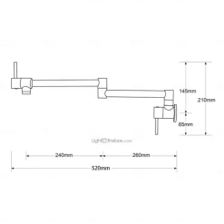 Kitchen Faucet,Wall Mounted Pot Filler Two Handles One Hole Chrome/Oil-rubbed Bronze/Nickel Brushed Foldable Pot Filler Wall Mounted Contemporary Kitchen Taps with Cold Water Only