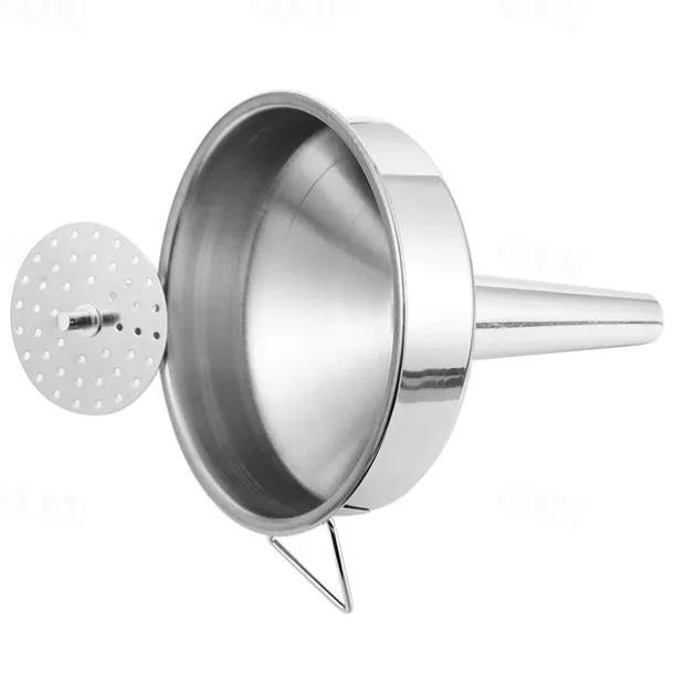 Kitchen Oil Liquid Funnel Stainless Steel Canning Funnel with Detachable Filter Wide Mouth Funnel Kitchen Specialty Tool