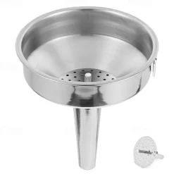 Kitchen Oil Liquid Funnel Stainless Steel Canning Funnel with Detachable Filter Wide Mouth Funnel Kitchen Specialty Tool