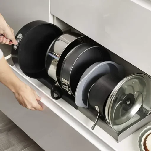 Kitchen Organizer Rack, Countertop Expandable Lid Holder, Kitchenware Storage Rack, Drainage Dish Rack, Expandable Drawer Organizer